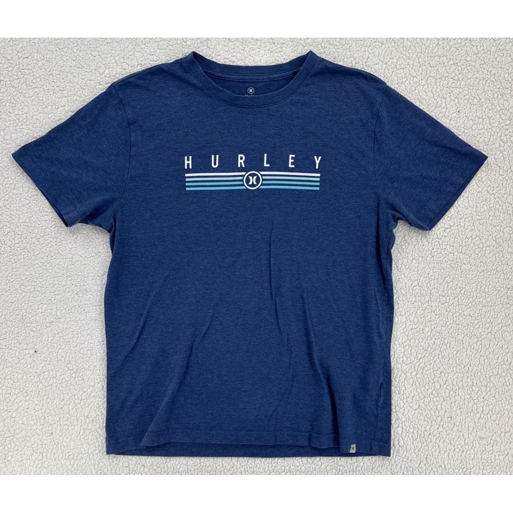 Hurley Mens T-Shirt Large Blue Logo Short Sleeve Casual Tee Top